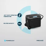 یخچال قابل حمل 60 لیتری با محفظه دوگانه و ترولی - خاکستری - برند پاورولوژی Powerology - تصویر 12