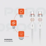 آلوم. کابل بافته آلیاژی TYPE-C TO C 60W 1.2M - سفید - برند پرودو Porodo - تصویر 5