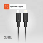 کابل پی وی سی نوع C تا لایتنینگ 1.2M - مشکی - برند پرودو Porodo - تصویر 7