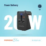 BLUE PD20 UNIVERSAL TRAVEL ADAPTER - BLACK - برند پرودو Porodo - تصویر 2