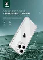 CASE ضد شوک برای iPhone 16 6.1 - CLEAR - برند گرین لاین Green lion - تصویر 4