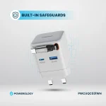 GAN PD65W شارژر دو پورت + شارژر کابلی با کابل جمع شونده - سفید - برند پاورولوژی Powerology - تصویر 11