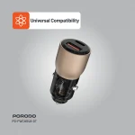 شارژر خودرو با پورت USB A+C شفاف 95 واتی - تیتانیوم صحرایی - برند پرودو Porodo - تصویر 7