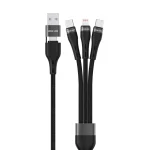 کابل شارژ سریع بافته شده 3 در 2 60 وات 1.2M - مشکی - برند گرین لاین Green lion - تصویر 2