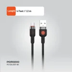 آلوم. کابل بافته آلیاژی USB TO MICRO 1.2M - مشکی - برند پرودو Porodo - تصویر 6