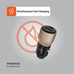 شارژر خودرو با پورت USB A+C شفاف 95 واتی - تیتانیوم صحرایی - برند پرودو Porodo - تصویر 6