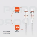 آلوم. کابل بافته آلیاژی TYPE-C TO C 60W 1.2M - سفید - برند پرودو Porodo - تصویر 11