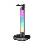 پایه هدفون RGB، شارژ بی سیم و هاب USB-C با لامپ صفحه نمایش 5 وات-مشکی - برند پرودو گیمینگ Porodo gaming