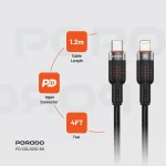 آلوم. کابل بافته آلیاژی TYPE-C به LIGHTNING 30W 1.2M - BLACK - برند پرودو Porodo - تصویر 15