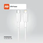 کابل پی وی سی نوع C تا لایتنینگ 1.2M - سفید - برند پرودو Porodo - تصویر 8