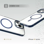 CLAIRE با قاب سپر آلومینیومی برای iPhone 16 PRO - BLUE - برند لِوِلو Levelo - تصویر 11