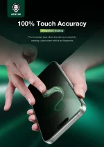 شیشه حریم خصوصی سه بعدی پیکاسو با سینی تراز IPHONE 16PRO - مشکی - برند گرین لاین Green lion - تصویر 5