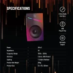 بلندگوهای سیمی 1.1M RGB - مشکی - برند پرودو گیمینگ Porodo gaming - تصویر 3