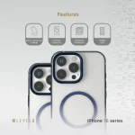 CLAIRE با قاب سپر آلومینیومی برای iPhone 16 PRO - BLUE - برند لِوِلو Levelo - تصویر 9