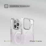 محفظه محافظ پروانه ای برای آیفون 16 پرو - شفاف/بنفش - برند لِوِلو Levelo - تصویر 6