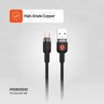 آلوم. کابل بافته آلیاژی USB TO MICRO 1.2M - مشکی - برند پرودو Porodo - تصویر 5