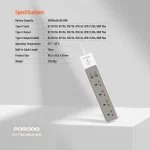 4 سوکت برق متناوب با USB A X2 USB C X4 UK 3M WIRE - WHITE - برند پرودو Porodo - تصویر 8