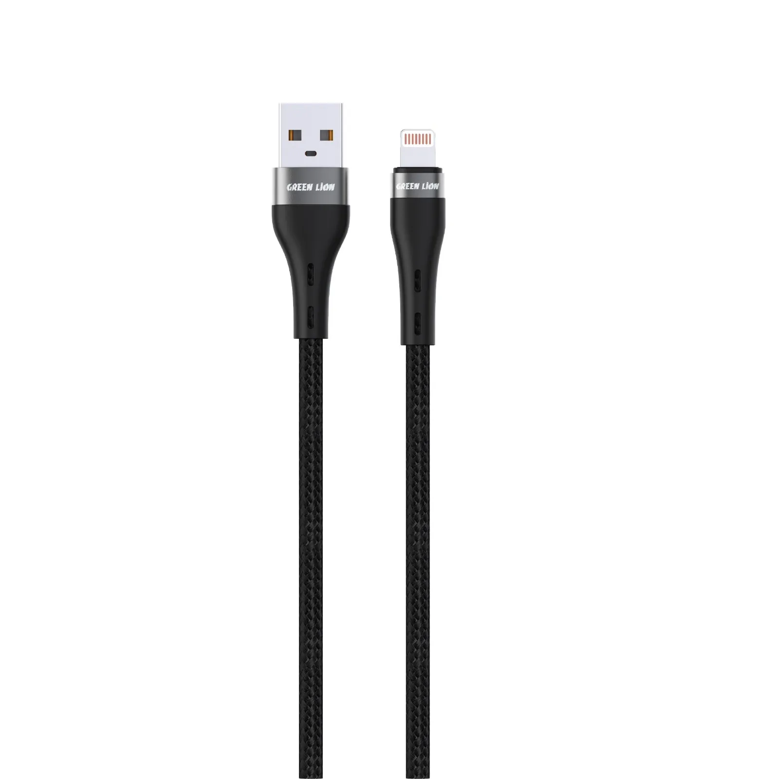 GREEN LION USB - A TO LIGHTNING BRAIDED CABLE 12W - 1M - BLACK USB - کابل بافته شده A TO LIGHTNING 12W - 1M - BLACK - برند گرین لاین Green lion - تصویر 1