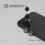 محافظ لنز DUO با شفافیت 99% برای آیفون 16/16 پلاس - مشکی - برند لِوِلو Levelo