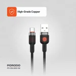 آلوم. کابل بافته آلیاژی USB TO TYPE-C 1.2M - مشکی - برند پرودو Porodo - تصویر 11