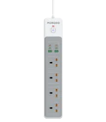 4 سوکت برق متناوب با USB A X2 USB C X4 UK 3M WIRE - WHITE - برند پرودو Porodo