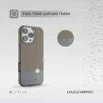 کیف چرمی CUIR TWO TONE برای iPhone 16 PRO MAX- GRAY - برند لِوِلو Levelo - تصویر 15