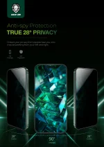 9H STEVE PRIVACY FULL GLASS Screen Protector for IPHONE 16 PRO - BLACK - برند گرین لاین Green lion - تصویر 5