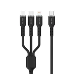 کابل سیلیکونی 3IN1 USB-C به USB-CX2 و LIGHTNING 60W 1.2M - مشکی - برند گرین لاین Green lion - تصویر 2