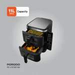 سرخ کن بادی دو پشته LIFESTYLE 2800W با پنجره های شفاف - مشکی - برند پرودو Porodo - تصویر 10