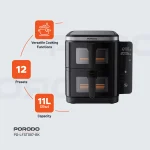 سرخ کن بادی دو پشته LIFESTYLE 2800W با پنجره های شفاف - مشکی - برند پرودو Porodo - تصویر 11