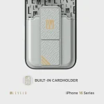 CASE GRIPSTAND MORPHIX با نگهدارنده کارت برای iPhone 16 PRO - GRAY - برند لِوِلو Levelo