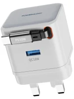 شارژر دو پورت GAN PD35W با کابل جمع شونده - سفید - برند پاورولوژی Powerology - تصویر 3
