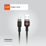 آلوم. کابل بافته آلیاژی USB TO TYPE-C 1.2M - مشکی - برند پرودو Porodo - تصویر 8