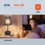 لامپ رومیزی رترو با بلندگو بلوتوث و پورت شارژ USB-A 5V/2.1A - BLAC - برند پرودو Porodo - تصویر 5