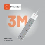 4 سوکت برق متناوب با USB A X2 USB C X4 UK 3M WIRE - WHITE - برند پرودو Porodo - تصویر 6