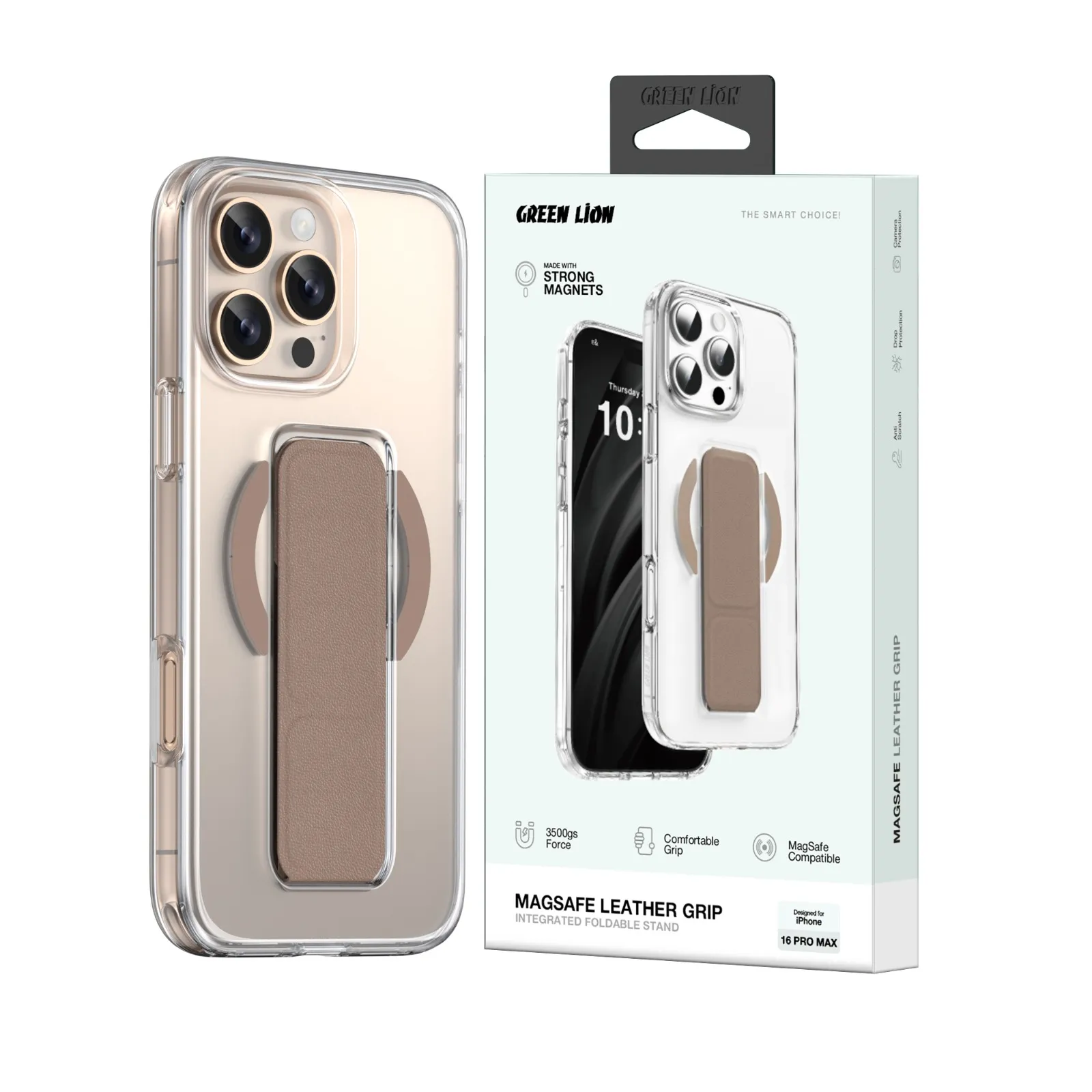 دستگیره چرمی MAGSAFE برای iPhone 16PRO MAX - قهوه ای - برند گرین لاین Green lion دستگیره چرمی MAGSAFE برای iPhone 16PRO MAX - قهوه ای - برند گرین لاین Green lion - تصویر 1