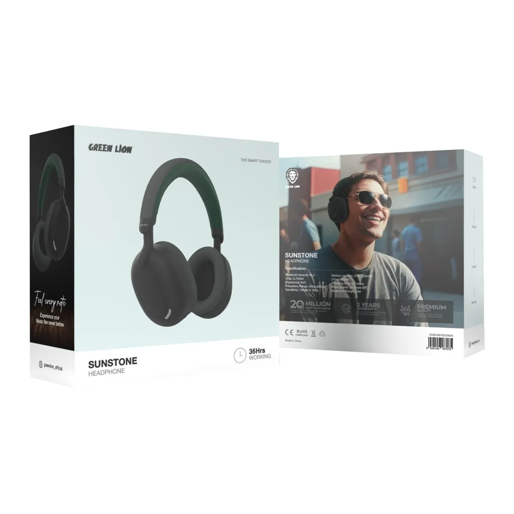 GREEN LION SUNSTONE HEADPHONE -GREEN & BLACK هدفون SUNSTONE -سبز و مشکی - برند گرین لاین Green lion - تصویر 1