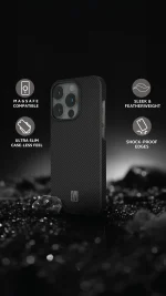 SERGEI 1500D ARAMID FIBER CASE برای آیفون 15 PRO MAX - مشکی - برند لِوِلو Levelo - تصویر 18