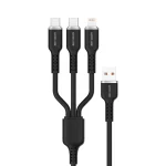 کابل سیلیکونی 3IN1 USB-A به USB-CX2 & LIGHTNING 60W 1.2M - مشکی - برند گرین لاین Green lion