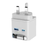 GAN PD65W شارژر دو پورت + شارژر کابلی با کابل جمع شونده - سفید - برند پاورولوژی Powerology