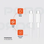 کابل PVC TYPE-C TO C 1.2M - سفید - برند پرودو Porodo - تصویر 3