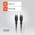 آلوم. کابل بافته آلیاژی TYPE-C به LIGHTNING 30W 1.2M - BLACK - برند پرودو Porodo - تصویر 14