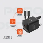 شارژر بریتانیایی PD20W با کابل TYPE-C تا LIGHTNING - مشکی - برند پرودو Porodo - تصویر 8