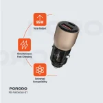 شارژر خودرو با پورت USB A+C شفاف 95 واتی - تیتانیوم صحرایی - برند پرودو Porodo - تصویر 5