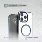 CLAIRE با قاب سپر آلومینیومی برای iPhone 16 PRO - BLUE - برند لِوِلو Levelo - تصویر 5