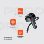 شارژر ماشین جمع شونده با کابل های تاشو نوع C - مشکی - برند پرودو Porodo - تصویر 11