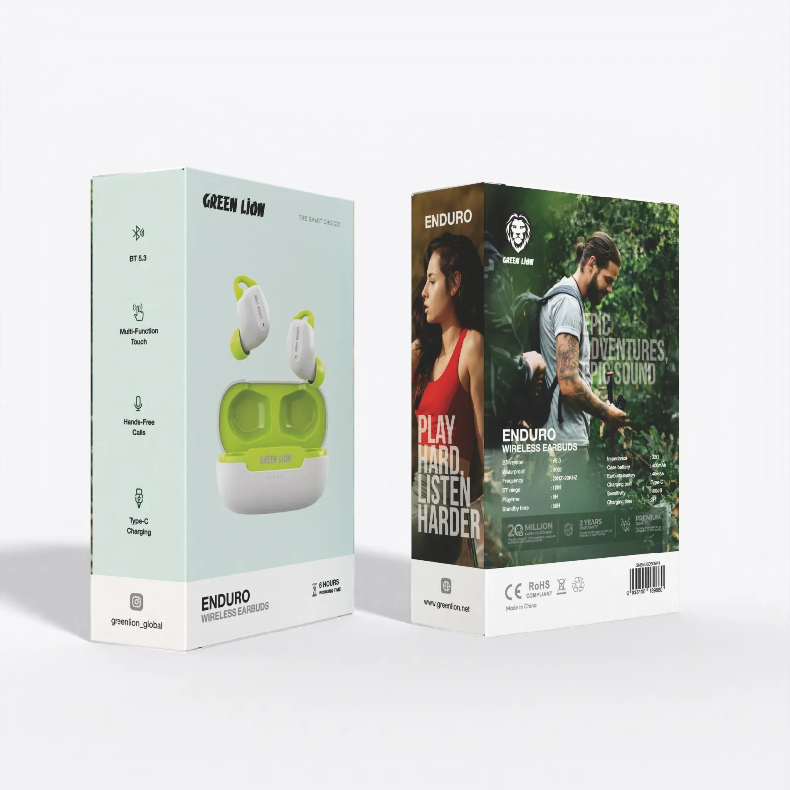 EARBUDS بیسیم ENDURO - سفید - برند گرین لاین Green lion EARBUDS بیسیم ENDURO - سفید - برند گرین لاین Green lion - تصویر 1