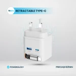 GAN PD65W شارژر دو پورت + شارژر کابلی با کابل جمع شونده - سفید - برند پاورولوژی Powerology - تصویر 7