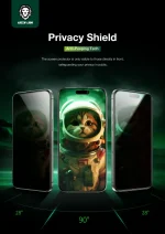 شیشه حریم خصوصی سه بعدی پیکاسو با سینی تراز IPHONE 16PRO - مشکی - برند گرین لاین Green lion - تصویر 8