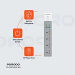 4 سوکت برق متناوب با USB A X2 USB C X4 UK 3M WIRE - WHITE - برند پرودو Porodo - تصویر 7
